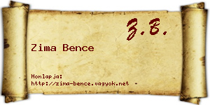 Zima Bence névjegykártya